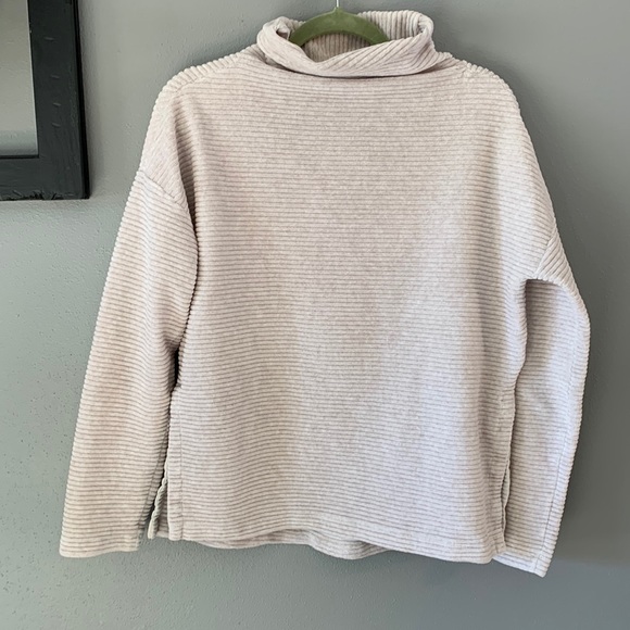 Zella Tops - Zella Mockneck Cream Ribbed Velour Sweatshirt